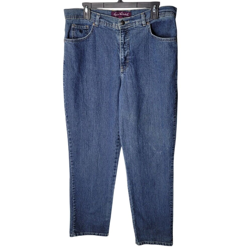 Gloria Vanderbilt Womens Size 14 Blue Solid Straight Leg Jeans